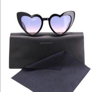 Saint Laurent Black acetate Loulou heart shaped sunglasses -like new